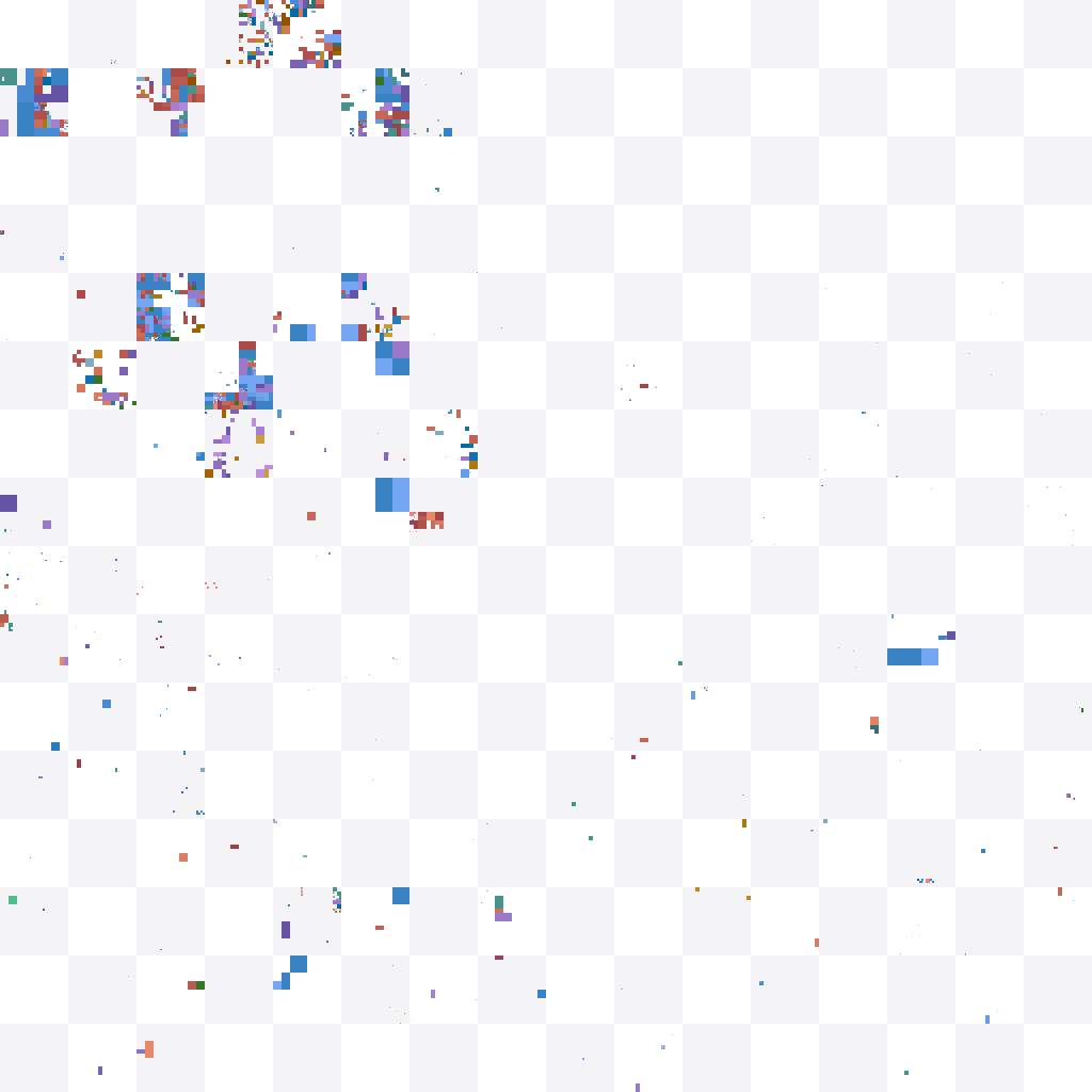 Hilbert-curve map of the entire IPv4 internet with AWS's published ranges coloured by region
